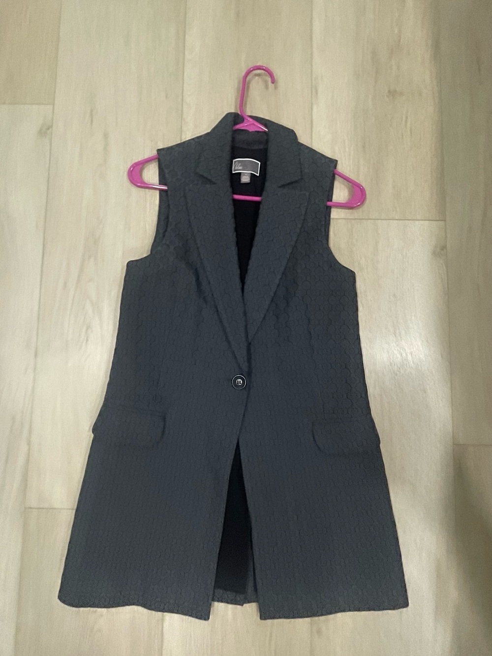 Chelsea28 Textured Sleeveless Long Vest - Charcoal
